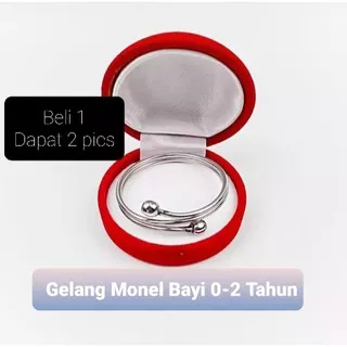 Gelang Tangan Monel Baja Anak Bayi Trimbusono Melingkar Double Bola Anti Karat Dan Luntur