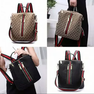 tas ransel G*CI resleting tengah 2 in 1/tas wanita branded murah impor