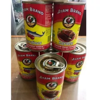 Sarden Ayam Brand Malaysia 155gr / Sardines Makanan Kaleng  Halal / Ikan Sarden Saus Tomat