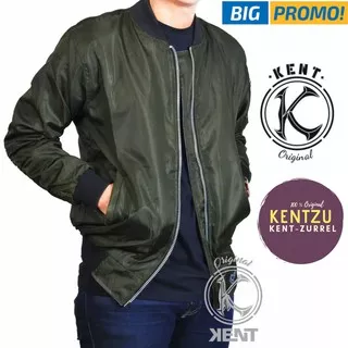 fashion bandung cewek cowok distro terbaru Jaket KENT Bomber Polos 2in1- Green W6Z1