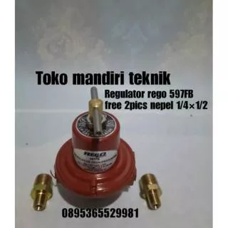 Regulator instalasi gas  Merk Rego tipe 597FB free 2pics nepel 1/4×1/2