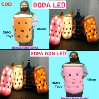 Boneka Boba Jumbo LED 55 cm Bubble Milk Tea Pearl Brown Sugar 14 Nanas Strawberry Anggur Jeruk Bordir Murahi