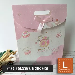 Paper Bag Motif / Tas Kertas Kado / Tas Ulang tahun - L Cat Dessert Cherry Blossom Peace Love Tipis