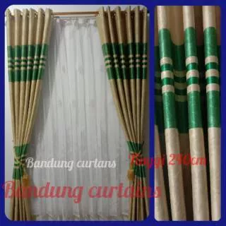 Gorden blackout kombinasi plat hijau model smockring 12 lubang korden embosh import ukuran140x240cm