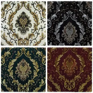 Wallpaper Dinding klasik Gold Murah Vinyl Premium Motif Batik Bunga Tekstur Timbul Mewah Elegan