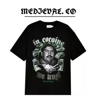 KAOS PABLO ESCOBAR VINTAGE OVERSIZE - tshirt TOKOH FACE NARCOS FILM - DEWASA PRIA WANITA HITAM 24S