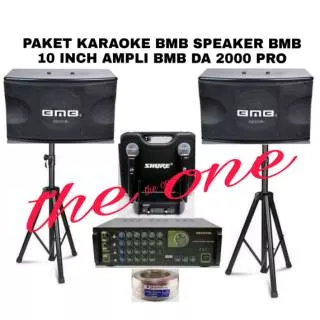 PAKET SOUND SYSTEM KARAOKE SPEAKER BMB 10IN AMPLI BMB DA-2000 PRO LENGKAP TINGGAL PASANG