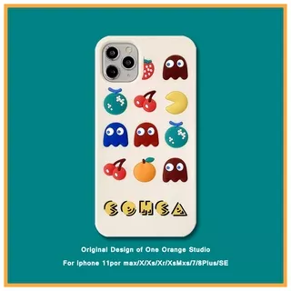 Trendy brand Pac-Man silicone sleeve for 11Pro Apple X/Xsmax/Xr mobile phone case iPhone8plus female 12Pro