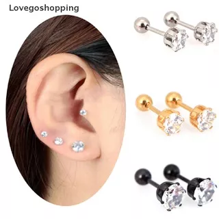 Lovegoshopping 1 Pair Titanium Steel Prong Cartilage Piercing Ear Studs Earrings Ear Jewelry ID