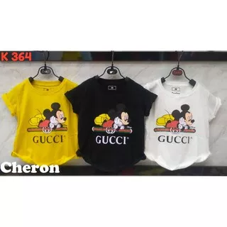 CHERON 18970 -Kaos Oblong ANAK Perempuan Tshirt Baju Atasan Distro Ala Korea Kids Prempuan Cewek Lengan Pendek Bisa untuk Anak Cewe Jalan-jalan Santai Model Terbaru Bahan Katun import bju ank Lucu Murah Umur 1 2 3 4 5 6 7 8 9 10 Tahun