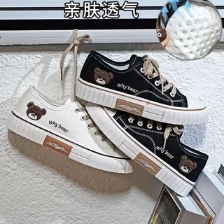 Sepatu Wanita Canvas Import Korea Why Bear Original / Sepatu Kets Korean Style Kekinian Terbaru