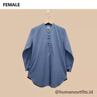 [JSA] Baju Atasan Wanita Abu-Abu Polos Lengan Panjang Katun Premium Original