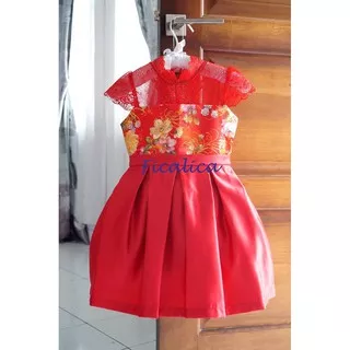 Cutevina - Red Cheongsam and Cristmas Dress /Gaun Anggun Anak FC17003 (4-10 thn)