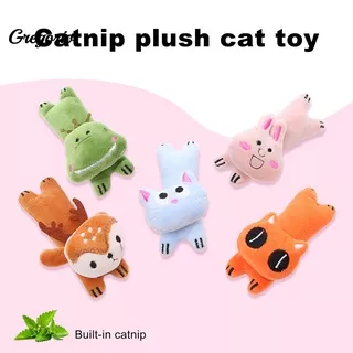 [G-Go] Chew Toy Cartoon Animal Design Bite Resistant Plush Pet Molar Kitten Catnip Toy for Cats