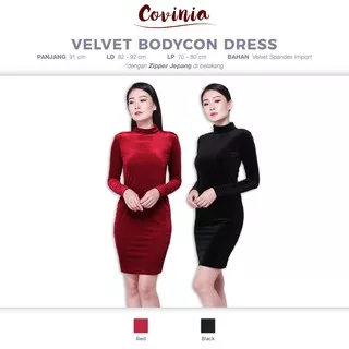 CRG171311 - Velvet Bodycon Dress Long Sleeve Bodycon Dress Beludru Mock Neck Bodycon Velvet Dress