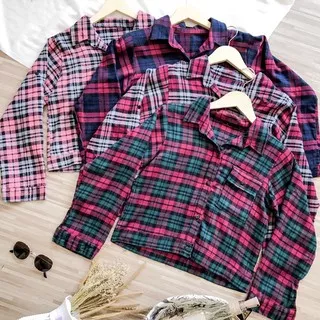 laurel / alins/ livia/ olaf flanel oversized shirt / kemeja flanel cewek / hem atasan