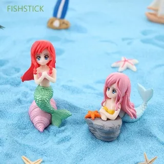 FISHSTICK Cute Miniatures Cartoon Figurine Ornaments Seashell 4Pcs Bonsai DIY Home Decor Fairy Garden Mermaid