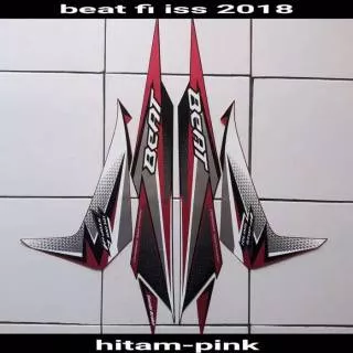 Striping sticker lis body honda beat new esp fi cbs iss 2018 hitam pink