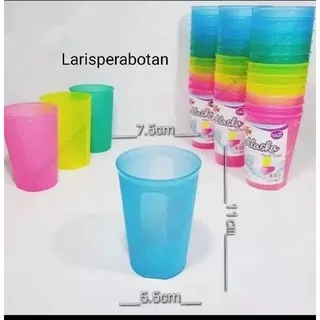 (12pcs) gelas plastik kh warna bening