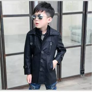 Kids Leather Coat Jaket Kulit Anak Fashion Show Conan Winter Autumn