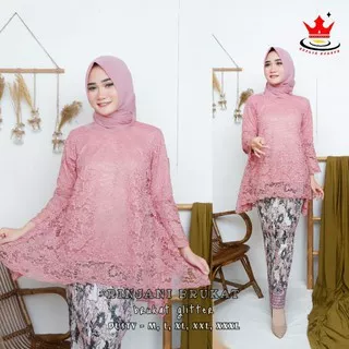 NEW SET RINJANI / KEBAYA RINJANI BROKAT Tosca /Peach /Red /Pink/Gold /Black /Dusty /Grey /Maroon