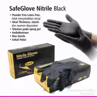 nitrile gloves/sarung tangan karet hitam/save gloves/black gloves