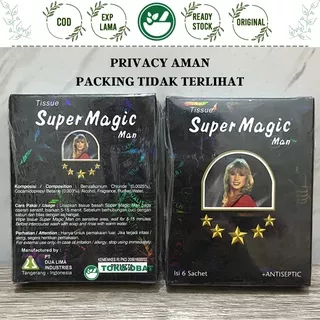 TISSUE SUPER MAGIC MAN DUS HITAM 6SACHET  +ANTISEPTIC TISU SUPER MAGIC MAN TISSUE BASAH SUPER TISU MAGIC HITAM