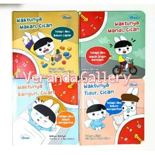 023 Fun Cican Seri Mengenal Waktu Waktunya Makan Bangun Mandi Tidur Boardbook Hardbook Mizan Noura