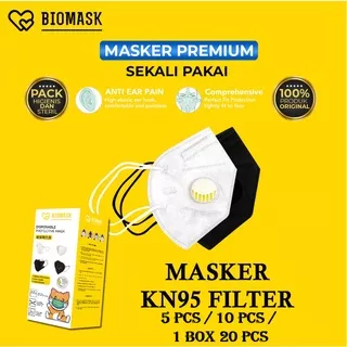 BIOMASK - Masker KN95 5PLY FILTER RESPIRATOR 5Pcs / 10 Pcs / 1 Box 20 Pcs - Masker BISA PILIH WARNA Ya - 5 Pcs Hitam / Putih 5Ply Ada Tabung Filter Udara - Black / White Hitam Putih KN 95 5 Ply - 5Pcs 10Pcs 1Box 20Pcs Face Mask KN95 Non Medis