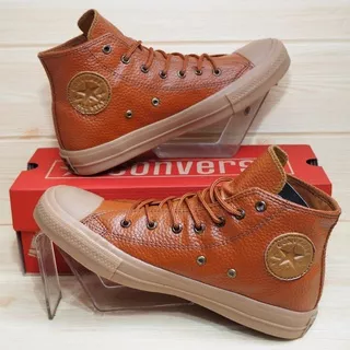 SEPATU CONVERSE KULIT SINTETIS TINGGI / PENDEK PREMIUM COKLAT TUA HITAM