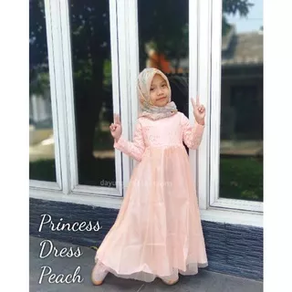 Dress Pesta Anak Muslimah Gamis Ulang tahun anak Gamis Brokat Anak Abaya Brukat Dress Lace Anak Lengan Panjang Princess Dress Girl Gaun pesta ulang tahun anak perempuan muslimah tile polka tulle baju kondangan dress tile ungu merah pink tule impor import