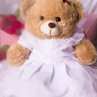 Boneka teddy bear wedding dress