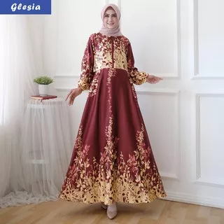 COD Gamis Wanita Glesia Muslim Dewasa Busui Maxmara Pakaian Muslimah Premium Terbaru - Hitam Maroon