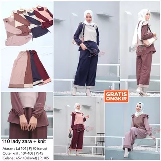 Setelan Wanita Muslim Kekinian - Setelan Gamis Celana Panjang Jumbo - Setelan Perempuan Fashion Muslim - Set Wanita - Set Celana Panjang