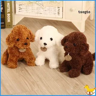 Tsogto Cartoon Cute Poodle Dog Puppy Plush Stuffed Doll Huggable Toy Home Ornament Gift