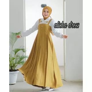 New.... p&f fashion Alisha Dress | Gamis Remaja Simple Terbaru | Viola Maxi | Dress Wanita Busui Polos Bahan Ity Crepe Model Overall