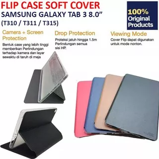 Samsung Galaxy Tab 3 8 Tab3 8.0 inch SM T311 T310 T315 Case Flip Book Cover Slim Casing Flipcover
