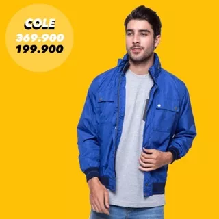 Jaket Bomber Pria Silver Button - Biru