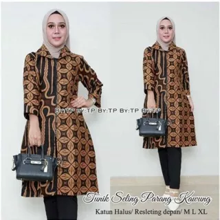 TUNIC ZIPPER SELING GENES TUNIK SELING PARANG KAWUNG BATIK BUSUI FRIENDLY SERAGAM TUNIK BATIK