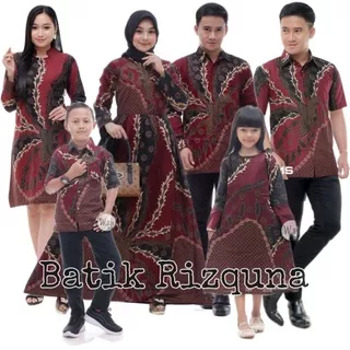 Batik Couple Sania Ruffle / Couple Batik Seragam Keluarga Motif Murai Merah