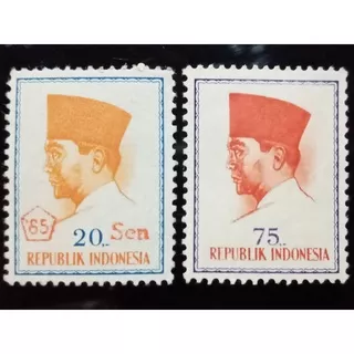 Perangko Indonesia Tahun 1965 Presiden Soekarno/ Sukarno/ Bung Karno 20 & 75 Sen