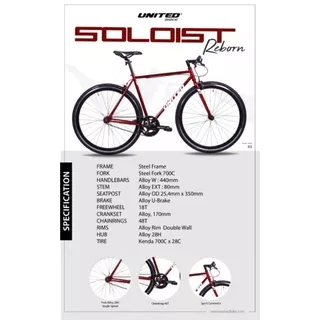 Sepeda Balap 700C United Soloist Reborn kenda murah / Sepeda Roadbike 700C United Soloist Reborn kenda murah