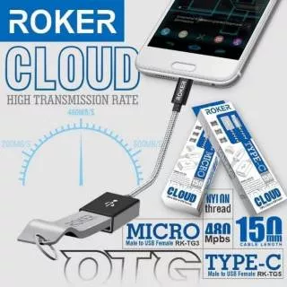 OTG ANDROID ROKER CLOUD MICRO MALE TO USB FEMALE OTG KABEL V8 480Mbps