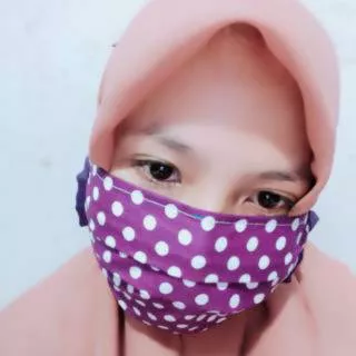 Masker Kain Motif Polkadot / Masker Hijab / Masker Tali Panjang