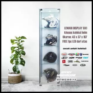 Tempat Helm Rak Kaca Minimalis Lemari Pajangan Display Cabinet Koleksi