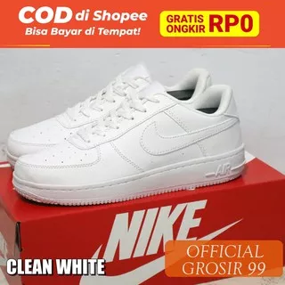 Sepatu Sneakers Putih Pria Wanita Nike Air Force One 1 Triple Full White CLEAN Putih Fashion Korea