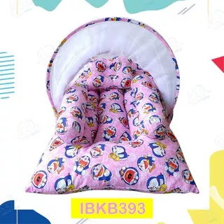 Kasur Anak Set Kasur Bayi Perlengkapan Bayi Unik Tempat Tidur Bayi Kelambu Doraemon Pink