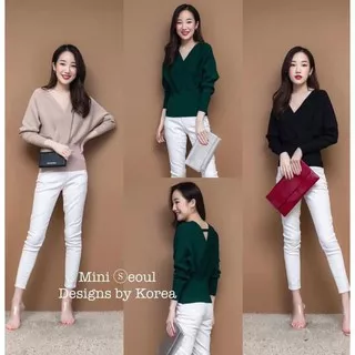 blouse korea wanita import model terbaru pakaian fashion cewek fashionable [Kheyla Top Rajut B 16MGO