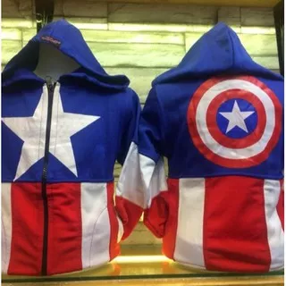 JAKET CAPTAIN AMERIKA / JAKET ANAK LAKI LAKI UMUR 6 TAHUN SAMPAI 14 TAHUN / JAKET SUPERHERO ANAK XXL