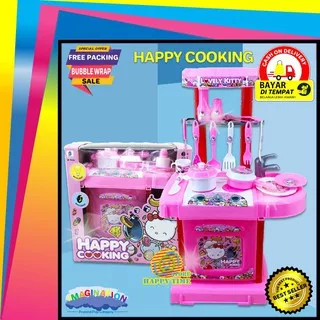 MAINAN ANAK KITCHEN SET HELLO KITTY KITY ALAT MASAK MASAKAN DAPUR LENGKAP HAPPY COOKING KADO ANAK